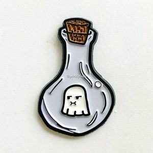 8/$40 Angry Ghost Trapped In Jar Enamel Pin